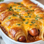 Chili Cheese Dog Casserole: Easy & Cheesy Comfort Food 5 inesboulila A freshly baked chili cheese dog casserole with gol a686d602 1d70 47f8 8b73 9ec822361be4