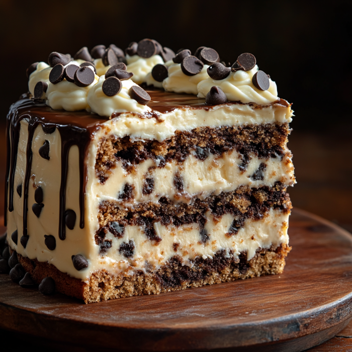 Chocolate Chip Cookie Cake 2 inesboulila A freshly baked triple layer chocolate chip cookie edc49a0a a4ad 4fd4 b603 f768f488652b