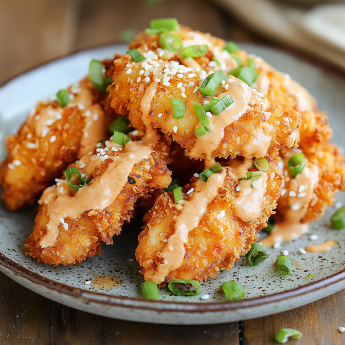 Crispy Bang Bang Chicken 3 inesboulila A plate of Crispy Bang Bang Chicken featuring golde 39f5e126 cea8 41c3 87f4 cd93701b157e