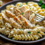 Garlic Parmesan Chicken Pasta – Creamy, Cheesy, and Totally Irresistible 3 inesboulila A plate of creamy garlic Parmesan chicken pasta wit 743ac21d 797f 49ba b7d2 71a32d0f640a