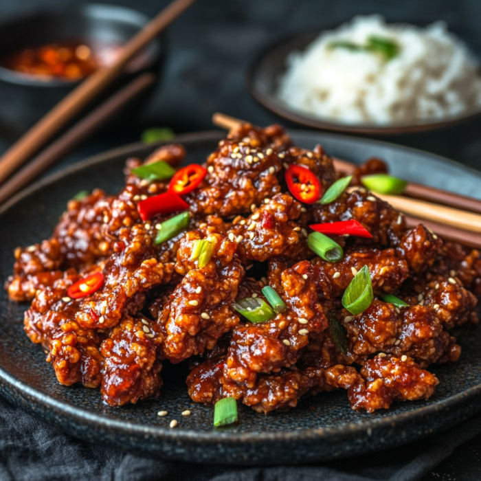Crispy Chilli Beef Recipe 3 inesboulila A plate of crispy chili beef featuring golden crisp cc796c19 1465 4725 b886 bdabd4cdacd1