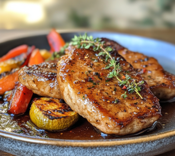 Brown Sugar Pork Chops 9 inesboulila A plate of golden brown Brown Sugar Pork Chops sear bdbc11eb c695 48dc b09f a0d49bcd6723