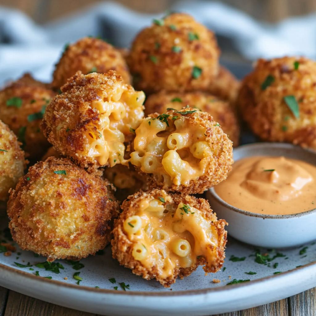 Crispy Fried Mac and Cheese Balls – The Ultimate Comfort Food Snack! 2 inesboulila A plate of golden crispy fried mac and cheese balls 3a5d2c71 0064 4564 9c33 4fbdc1df7765