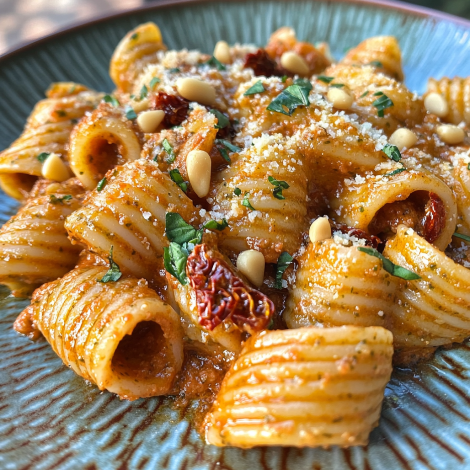 Sun-Dried Tomato Pesto Pasta 3 inesboulila A plate of sun dried tomato pesto pasta coated in a f23d13eb e184 4dfd 8650 3122aecda46b