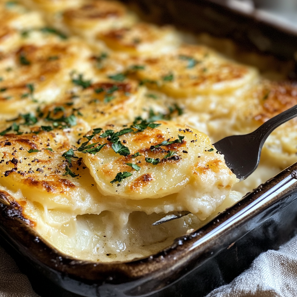 Ultimate Homemade Scalloped Potatoes Recipe 2 inesboulila A rustic baking dish filled with Ultimate Homemade c719a5ac 6d59 43ff a8a2 e1c6b7eee632