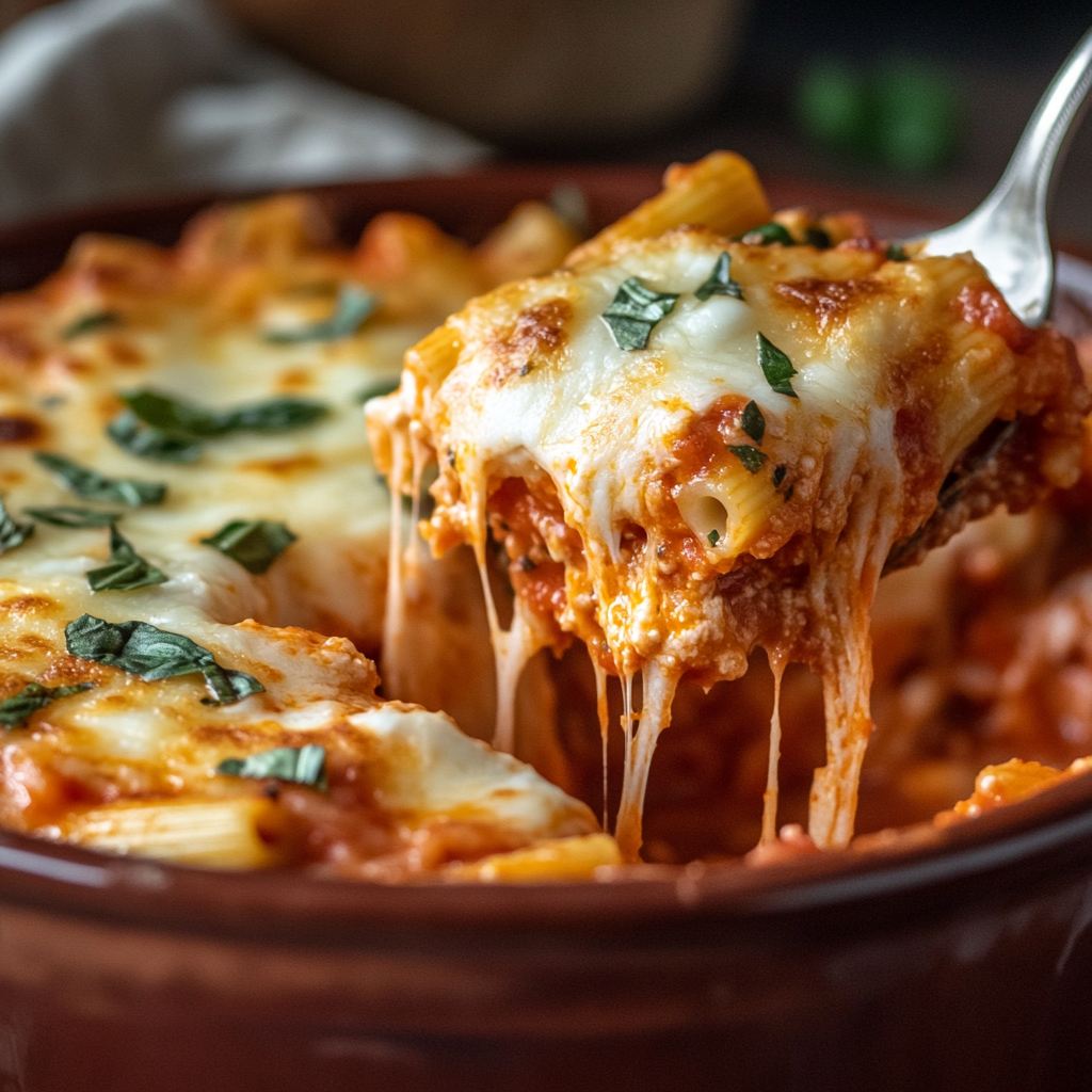 Million Dollar Baked Ziti – Rich, Cheesy & Full of Flavor 2 inesboulila A rustic ceramic baking dish filled with Million Do 7b7376e4 9dc9 437a a14f 2f6e516f7135