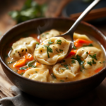 Chicken and Dumpling Soup 3 inesboulila A rustic ceramic bowl filled with steaming chicken 56ad6e86 db1c 411e b38d 15cbb9c8f5ba