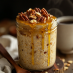 Cozy & Sweet: Maple Brown Sugar Overnight Oats 5 inesboulila A rustic glass jar filled with creamy overnight oat 2f32b64e 7b51 47bd a1a4 9b7b04d260e8