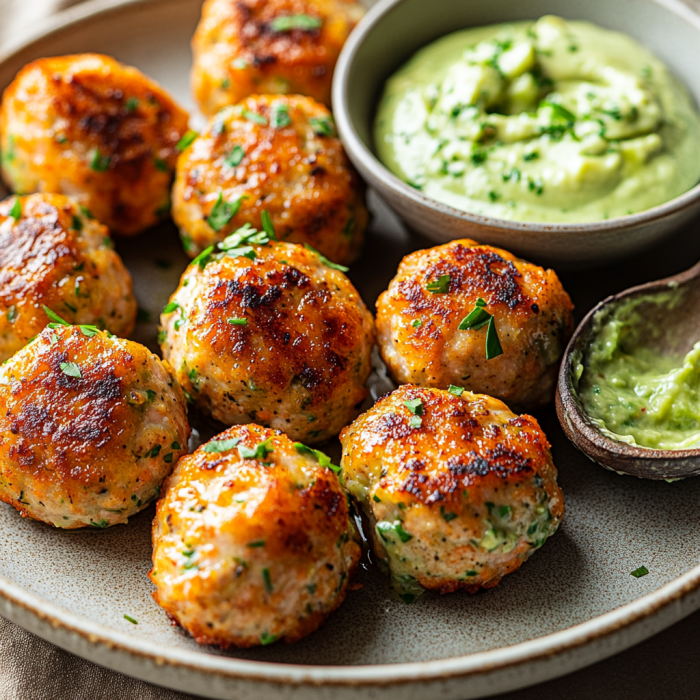 Baked Salmon Meatballs with Avocado Sauce: A Nutritious and Flavorful Delight 3 inesboulila A rustic plate of Baked Salmon Meatballs golden bro c4e13cf0 b48d 4945 8cba fc354ff79c73