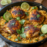 One-Pot Caribbean Jerk Chicken & Rice 5 inesboulila A rustic skillet filled with One Pot Caribbean Jerk f50d82bd 5b82 4c6c babb 35a7a618e524