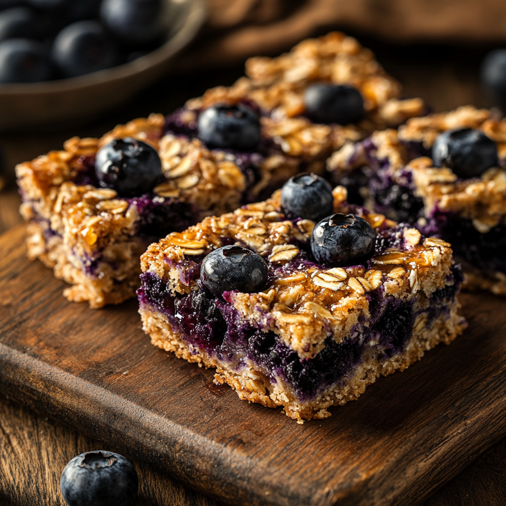 Blueberry Oatmeal Breakfast Bars 2 inesboulila A rustic wooden board with freshly baked blueberry 587b07a2 85db 42bb bf14 7eba2b5503a8