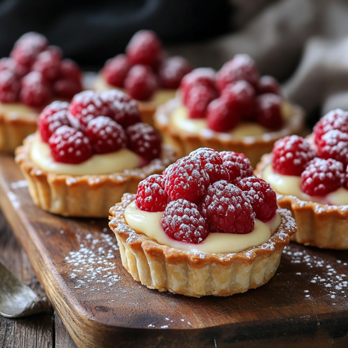 Raspberry & White Chocolate Tartlets 2 inesboulila A rustic wooden board with freshly baked raspberry 49614f91 c5ed 45a1 8eaa ae85840fdd65