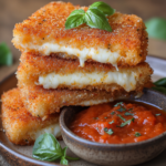 Mozzarella en Carrozza - Italian Fried Mozzarella Sandwiches 5 inesboulila A stack of golden crispy Mozzarella en Carrozza san b7871ce5 f006 4ba2 b86d 1ec5f2241593