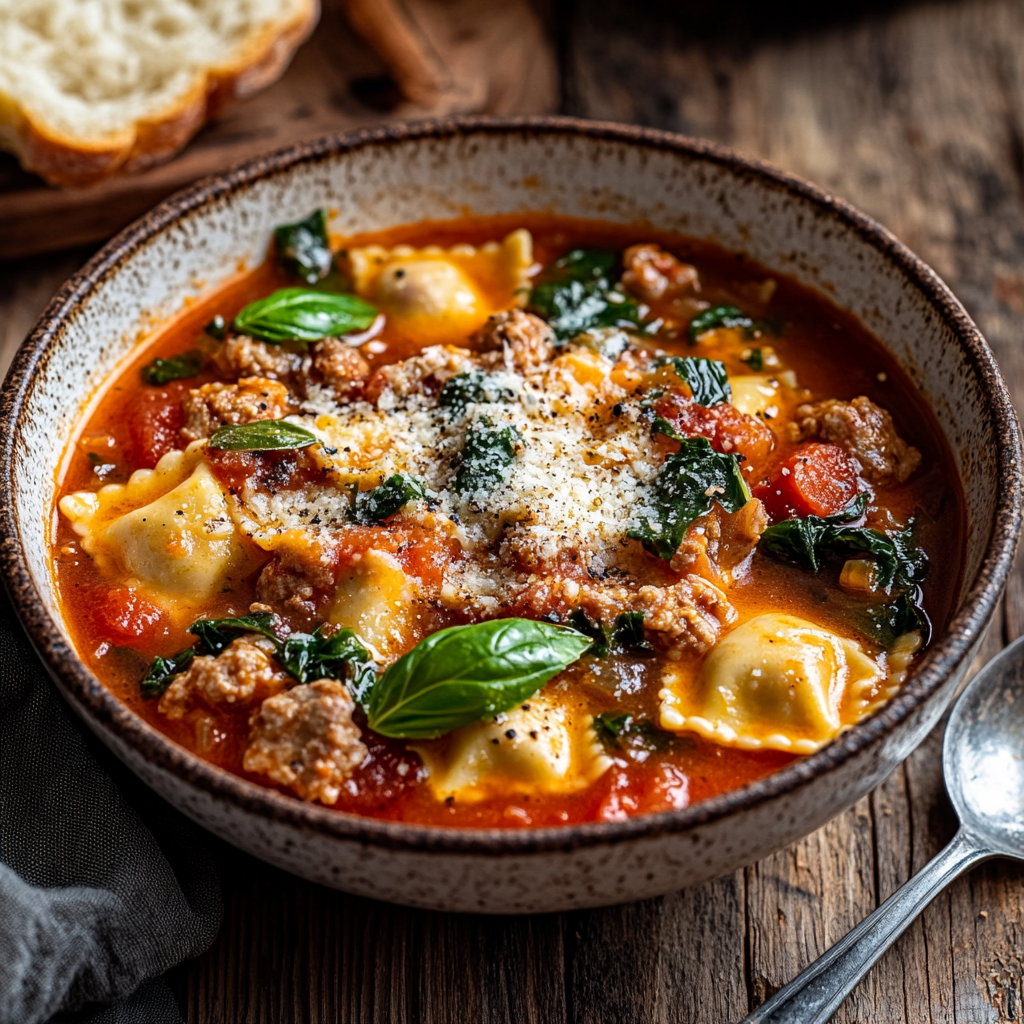 Hearty One Pot Ravioli Soup for Comforting Nights 2 inesboulila A steaming bowl of hearty one pot ravioli soup feat 8ff3ea3f bf54 4657 83a0 b48188c236b9
