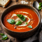 Healthy Tomato Soup: A Classic Recipe 5 inesboulila A steaming bowl of homemade tomato soup with a smoo eb89fecf f7fe 4976 b493 afb228470b38