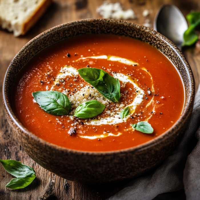 Healthy Tomato Soup: A Classic Recipe 3 inesboulila A steaming bowl of homemade tomato soup with a smoo eb89fecf f7fe 4976 b493 afb228470b38