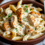 Creamy Chicken Mozzarella Pasta in 30 Minutes 3 inesboulila A steaming plate of Creamy Chicken Mozzarella Pasta 8355309f e114 45cd af2e f0dbd118f71a