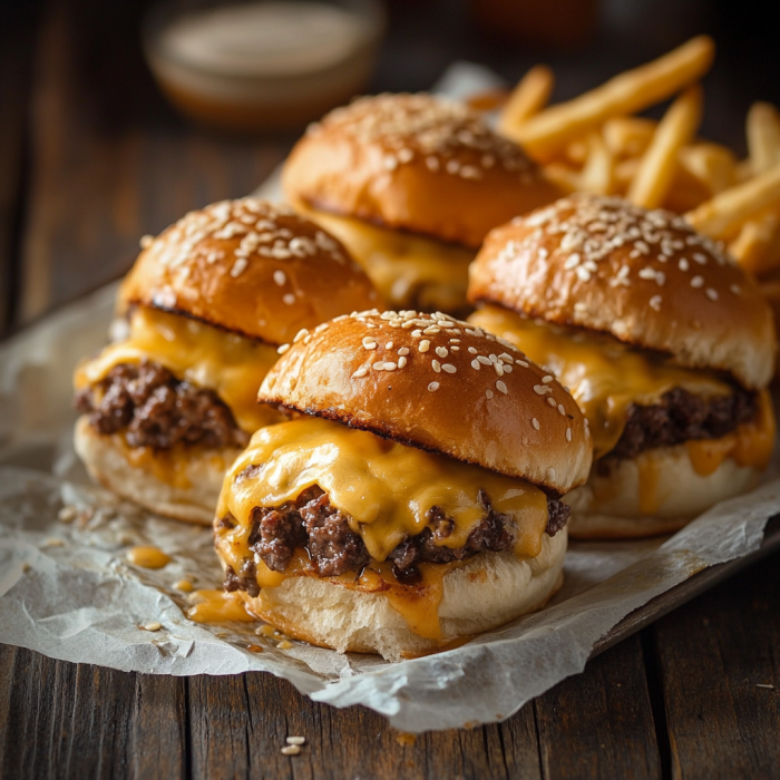 Simple Cheeseburger Sliders Recipe Ready in No Time 3 inesboulila A tray of freshly baked cheeseburger sliders featur 6867b09d 68db 4cfe aad9 7ed3c9848165