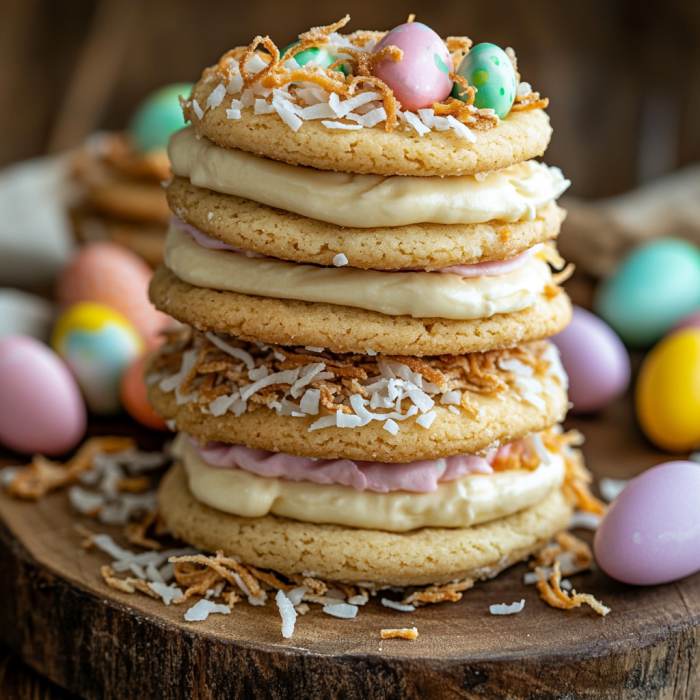 Easter Cookies Recipe 3 inesboulila Stacked Easter sandwich cookies with a creamy filli 2519b334 1763 4de1 9850 643d3d1c20ba