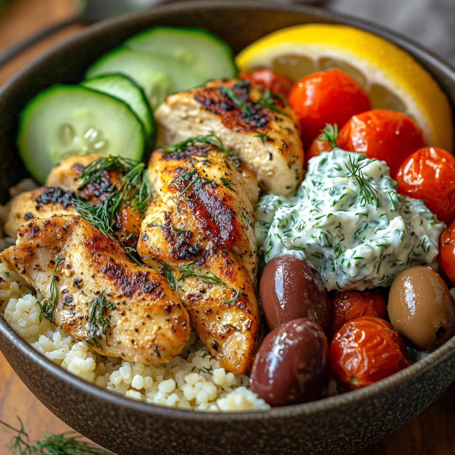 inesboulila A bowl of Mediterranean inspired lemon dill chicken b0274236 322e 4f4b b86d e208e6d2601e