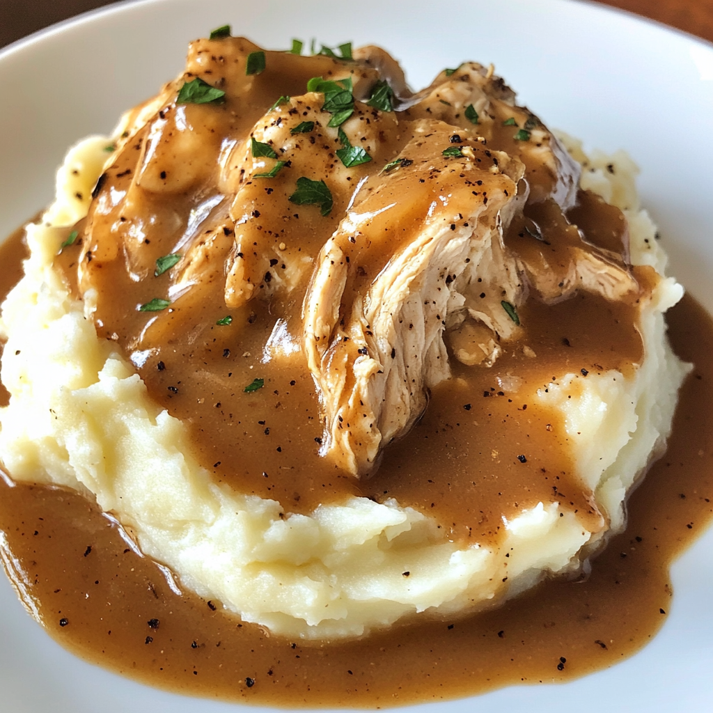 inesboulila A plate of fluffy buttery mashed potatoes topped wi f63a9a7c 9959 4fbe 8b42 442347874393