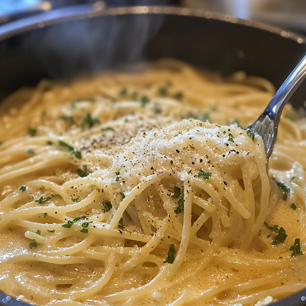 inesboulila A steaming pot of creamy garlic parmesan pasta feat 76e68464 cb9f 4967 b084 8a531bcef6f5