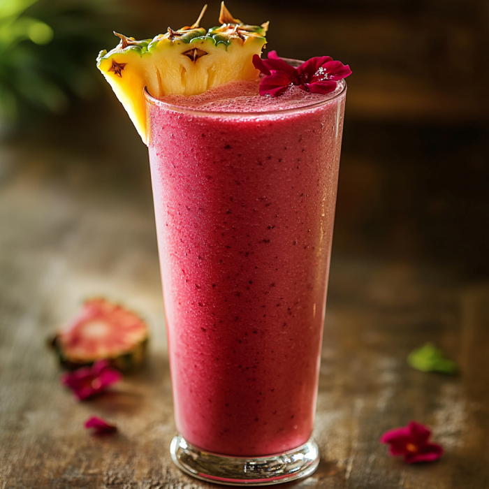 inesboulila tall glass of vibrant Tropical Hibiscus Tea Pineapp 2d754ba9 d1db 4ac2 bcb5 907da57a2044