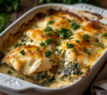 inesboulila A baking dish filled with Easy Cheesy Spinach Chick 8360d537 636a 463a 8070 f74f8c07ffee