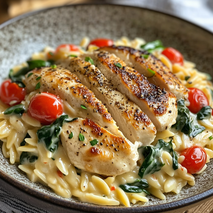 inesboulila A beautifully plated dish of Boursin orzo with chic a76d69ee 5d6e 4e48 baa6 1b424ed907f1