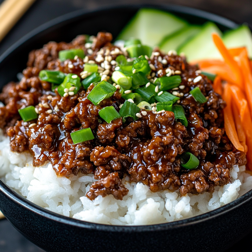 inesboulila A bowl of Korean ground beef glistening with a savo 1c69d30e f658 40b9 aaa2 b13672a5d628