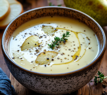 inesboulila A bowl of creamy pear and potato soup with a velvet 2a6cbad8 ff3a 4a7f 9935 a7511d553ad9