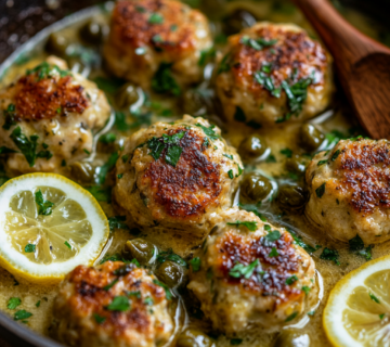 inesboulila A close up shot of Chicken Piccata Meatballs golden 7efae83e f75a 4de3 908c 27443a3a7cf0