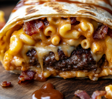 inesboulila A close up shot of a BBQ Bacon Mac Cheese Burger W d5db46f4 c334 4bbf b755 3dc37294b343