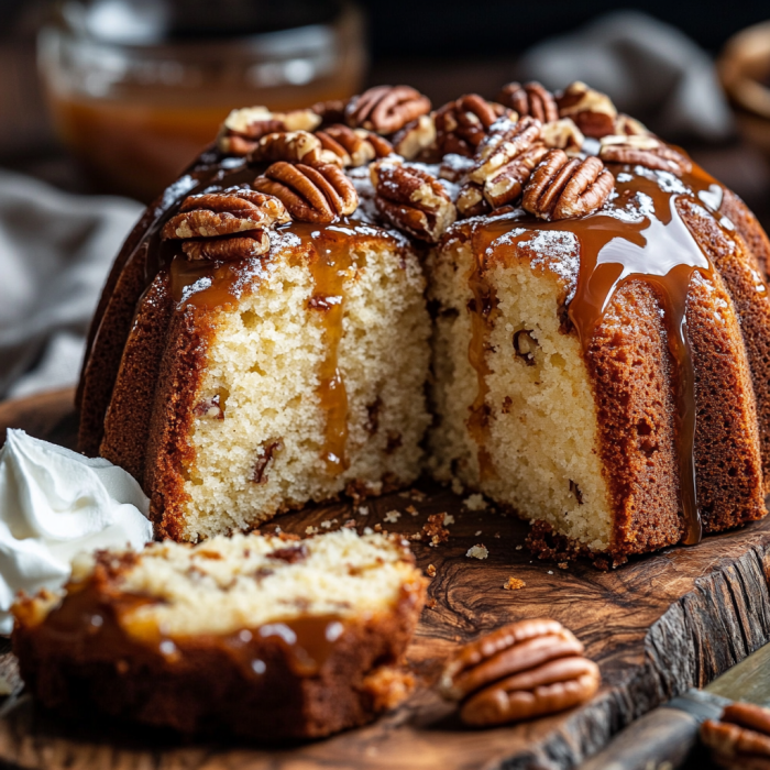 inesboulila A freshly baked Butter Pecan Pound Cake golden brow 1f605166 7ca1 4a46 a03f f1aa01a40710