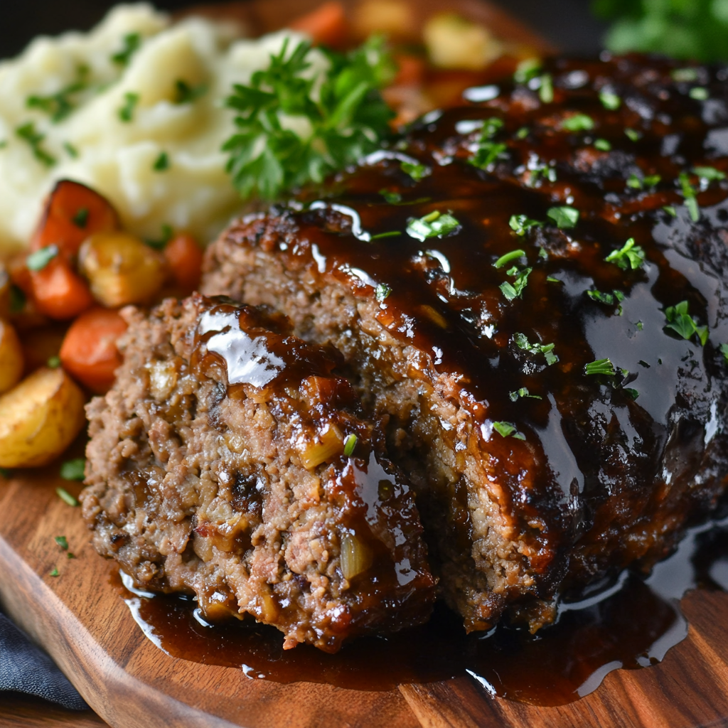 inesboulila A freshly baked balsamic meatloaf sliced to reveal 2392674f e8e1 4197 ad72 5e5a49c69c93