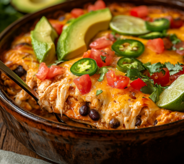 inesboulila A freshly baked chicken burrito casserole in a rust 72f7e361 1d07 46ec bebd ffb6a021d16b