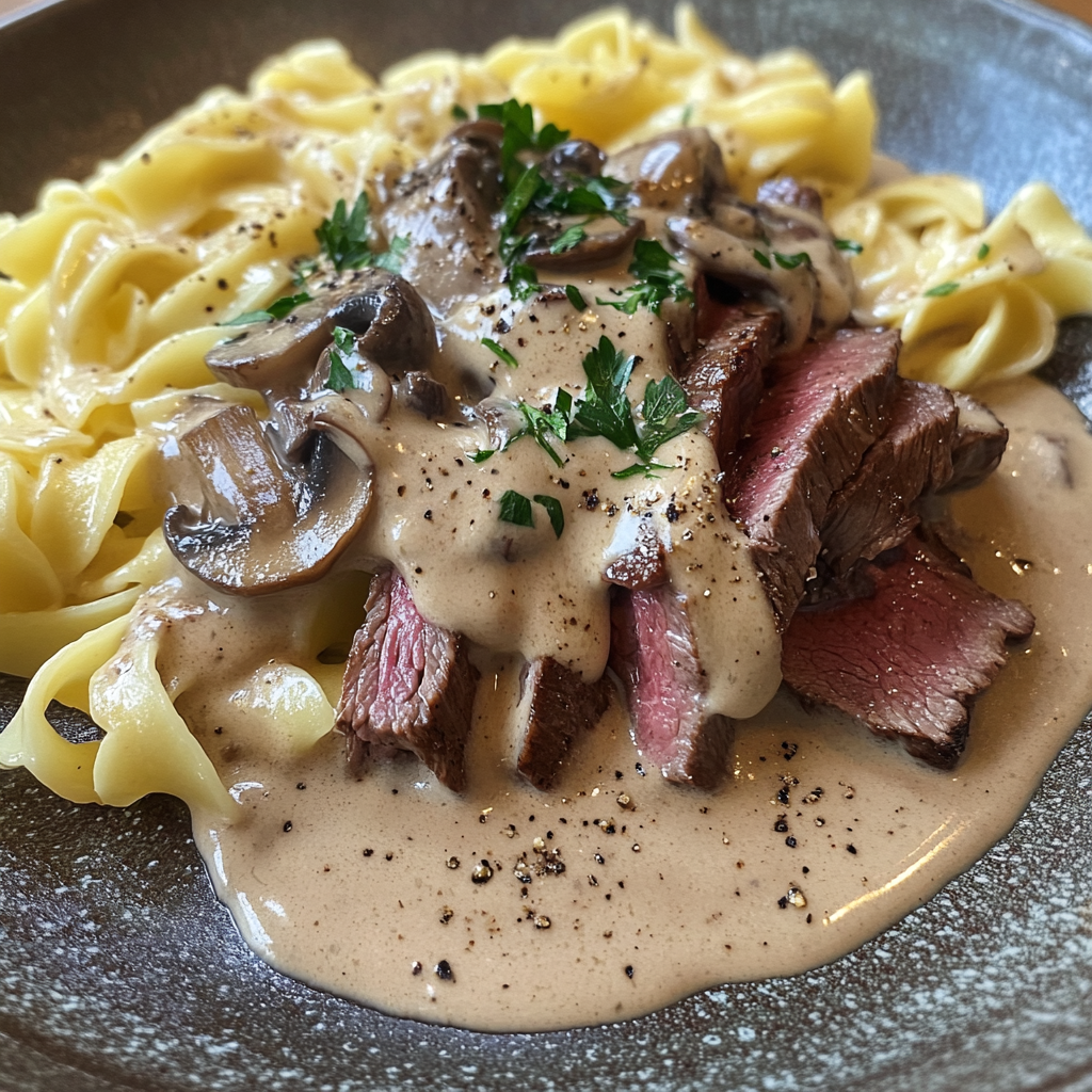 inesboulila A plate of Quick and Easy Gourmet Beef Stroganoff D 9ae15b02 f1ab 474f 8a0a 4a52f2cbf16f