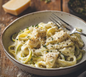 inesboulila A plate of zucchini noodle Alfredo with tender spir f13d7a14 649f 4c0c ace4 863779cef505