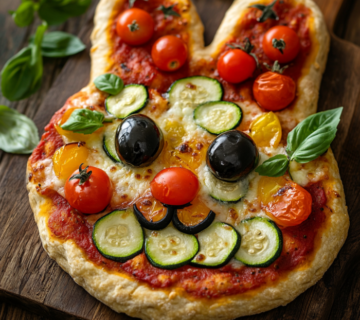 inesboulila A playful Easter Bunny shaped veggie pizza with a g 07cac9d3 e713 4c9d a2ee a8b7d8d70d75