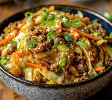 inesboulila A steaming bowl of Egg Roll Stir Fry served in a ru aaf909ce ccb2 4ef0 b216 1510f1cc424a