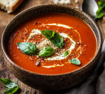 inesboulila A steaming bowl of homemade tomato soup with a smoo eb89fecf f7fe 4976 b493 afb228470b38